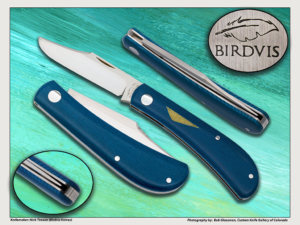 Birdvis Knives – Lanny’s Clip – Blue Paper Micarta