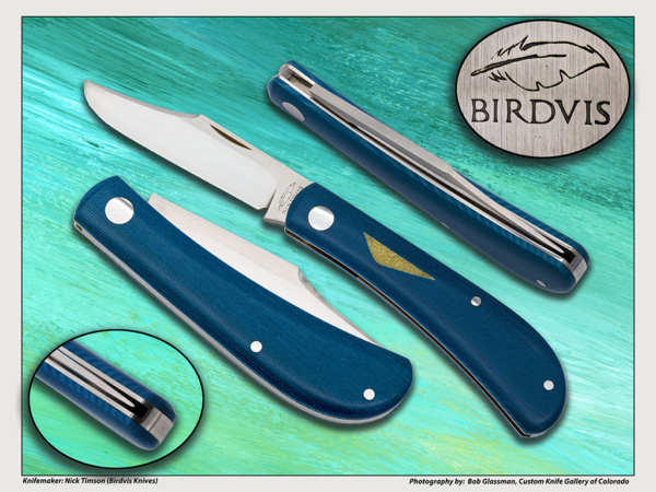 Birdvis Knives - Lanny's Clip - Blue Paper Micarta