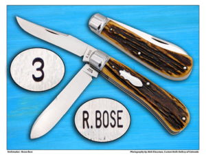 Reese Bose Smaller Panama Trapper Double Blade Folder In Presentation Grade Sambar Stag –  Number “3”
